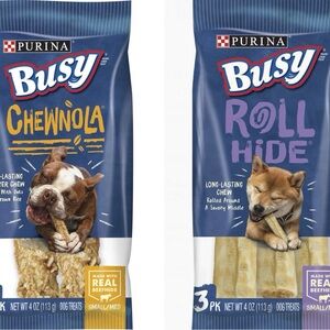 Purina Rollhide and Chewnola Dog Treats Bundle Total Of 5 Chews